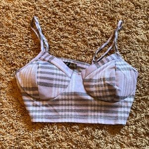 Patterned purple padded cropped tank